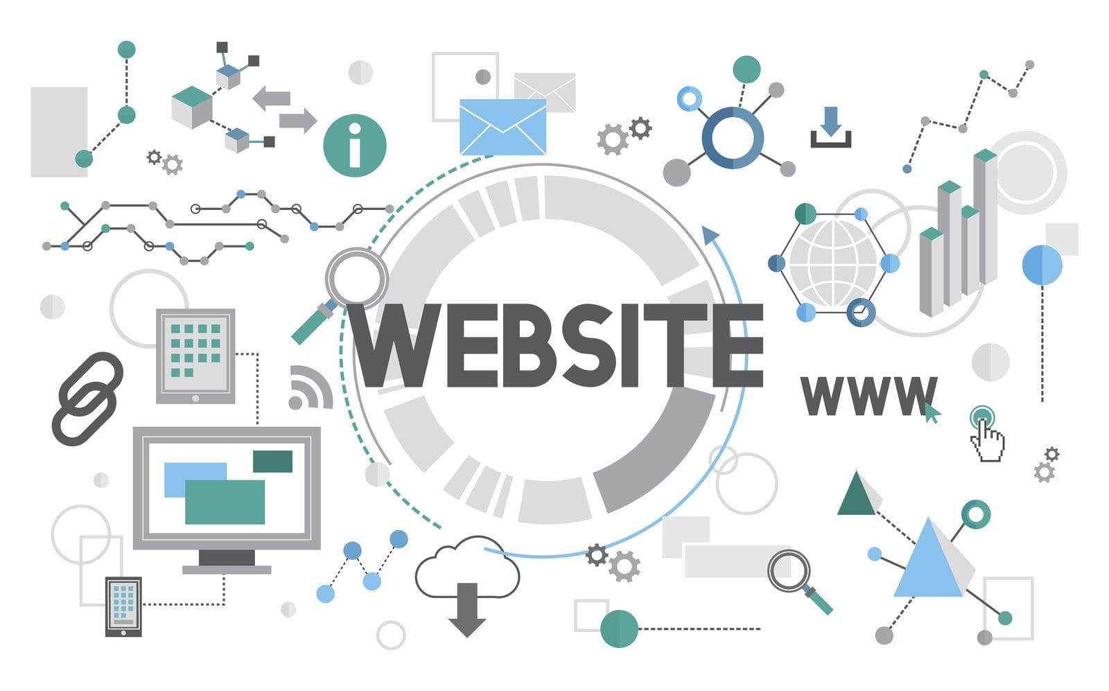 Farklı web sitesi bileşenlerini temsil eden ikon koleksiyonu