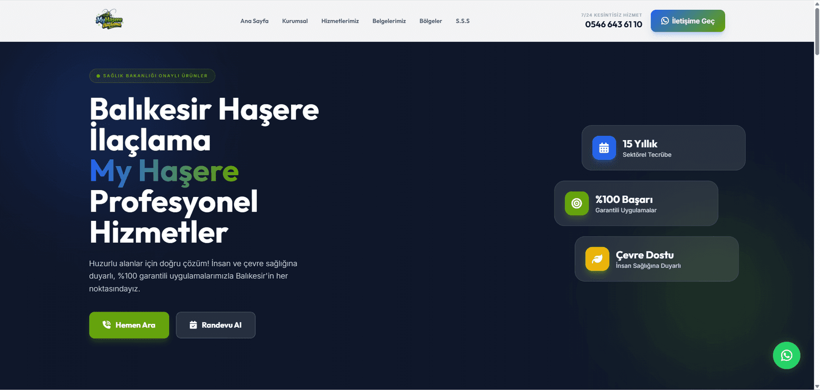 My Haşere İlaçlama web sitesi